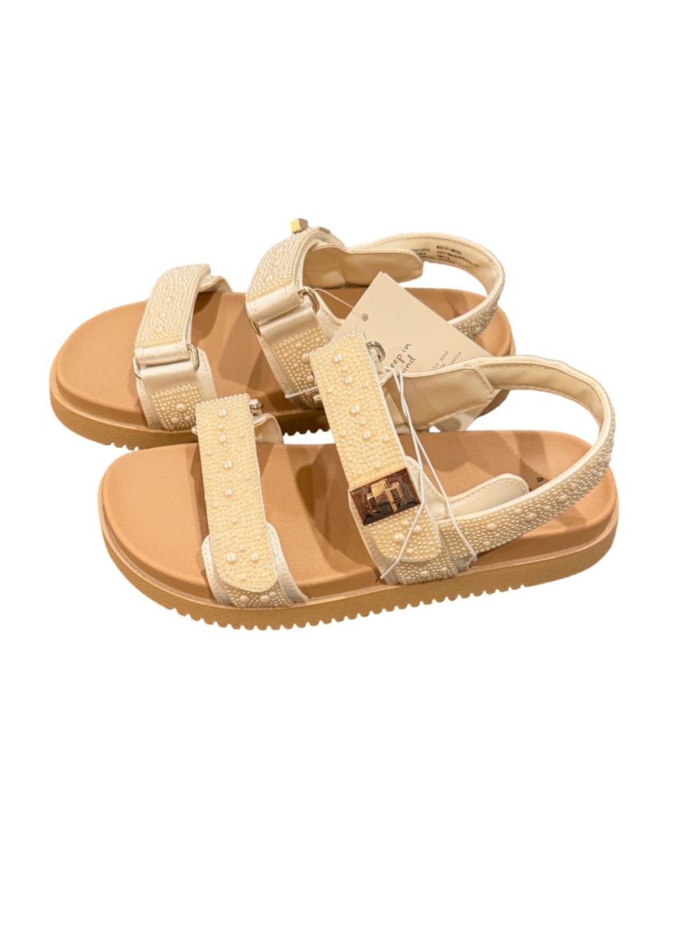 a new day Women’s Jonie Pearl Footbed Sandals Ivory 6.5 NWT